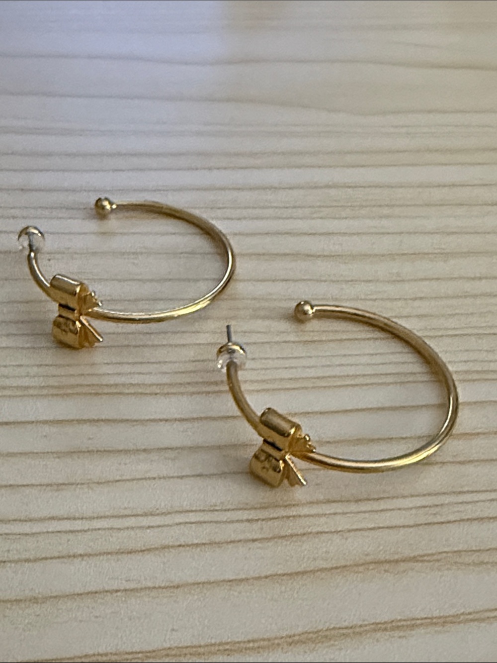 Gold Hoop Earrings with Bow Accent - Women Jewelry Earrings